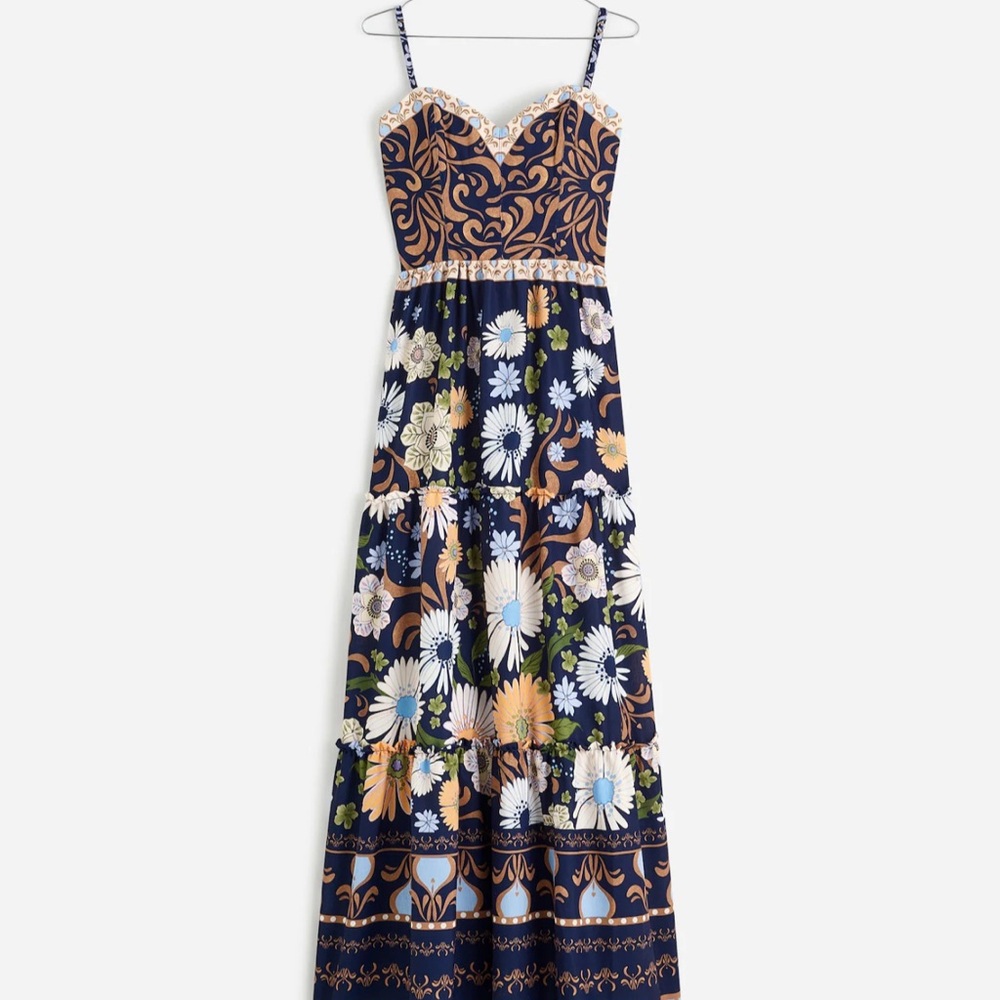 Agua Bendita Blue and White Sundress Maxi for Weddings